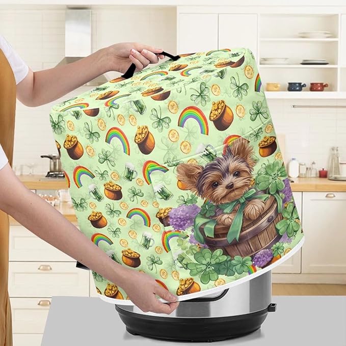 Green Hat Rainbow Gold Coin Print Kitchen Appliance Cover, St. Patrick's Day Theme, 3 Quart, Polyester, Not Water Resistant