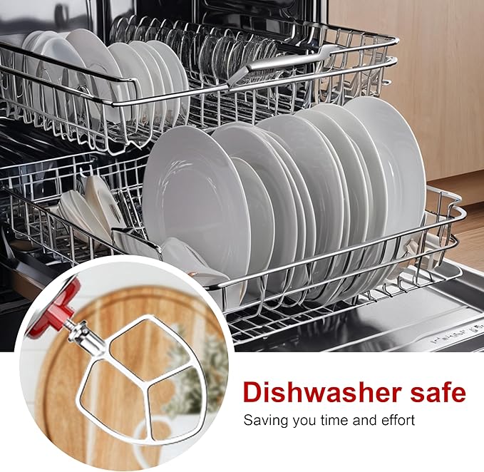 Stainless Steel Paddle Flat Beater for Kitchen Aid 5qt Plus & 6quart Bowl Lift Stand Mixer Accessories Kitchen Aide Attachments Dishwasher Safe