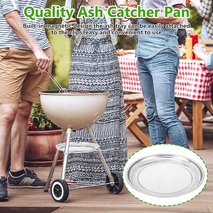 13.4" Diameter Charcoal Grill Ash Catcher Pan Compatible with Weber 22" Kettle Grills, Ash Pan for Grill Replacement Parts