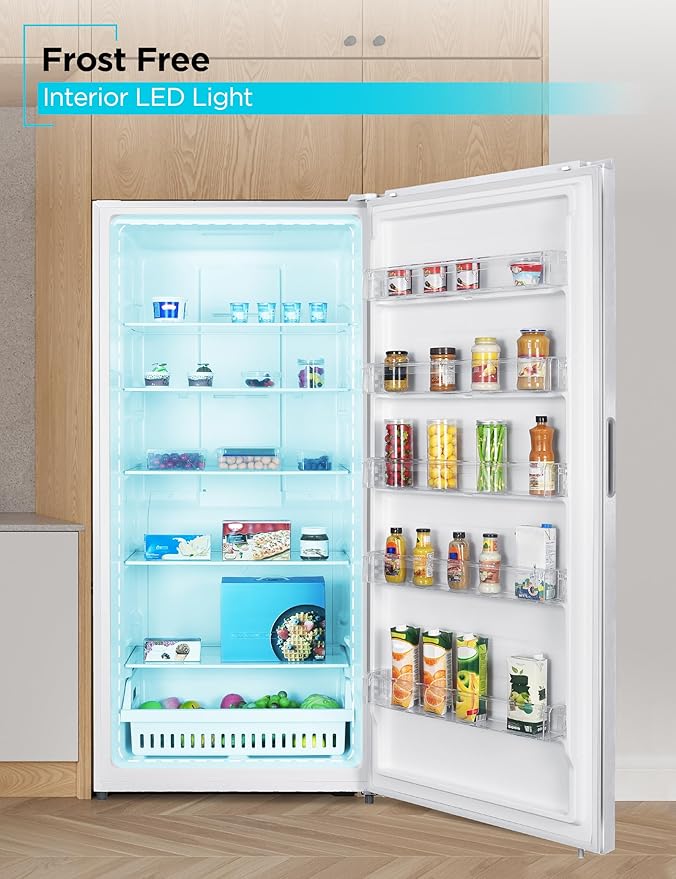 BLACK+DECKER 21.2 Cu. Ft. Convertible Freezer Refrigerator, Upright Freezer with Glass Shelves, Reversible Door, ENERGY STAR rated, Frost Free, BUC2120MW, White