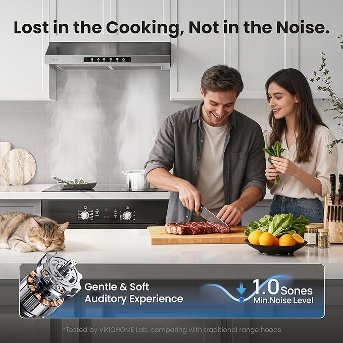 Range Hood 30 Inch Under Cabinet, 900CFM Stainless Steel Kitchen Stove Vent Hood, Touch/Gesture Control, 3 Speed Exhaust Fan, LED Lights, Reusable 5-Layer Aluminum Filters