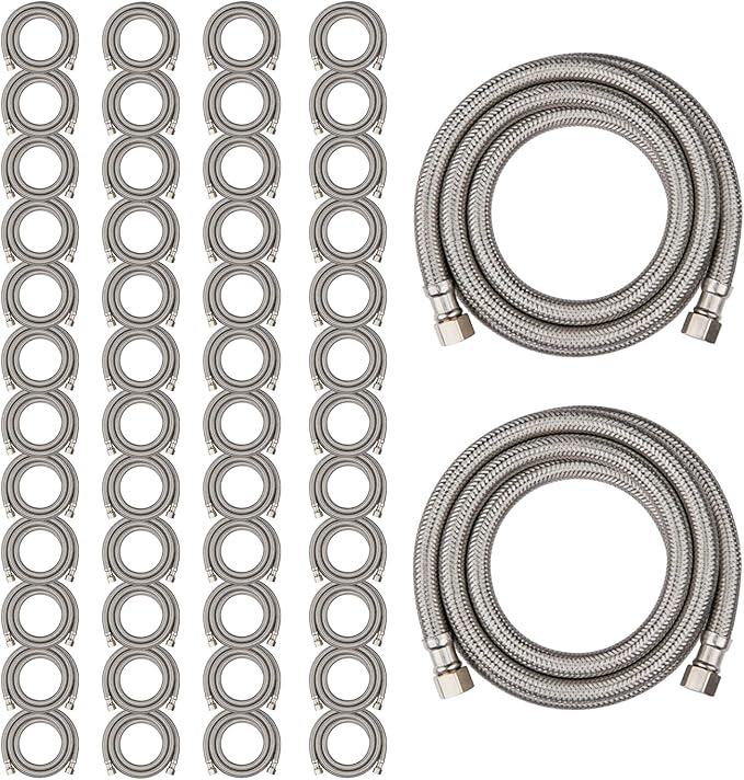 50 Pack Foskan 6FT Dishwasher Installation Kit,With Compression Connection,Stainless Steel Supply Line For Standard Dishwashers （6FT）