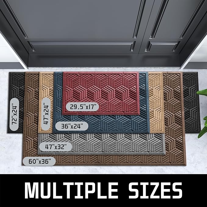 Yimobra Large Door Mat 47x32, All-Season Waterproof Outdoor Mats for Front Door Entrance with Drainage Holes, Heavy Duty Non-Slip Doormat for Garage Patio Entryway Indoor, Red