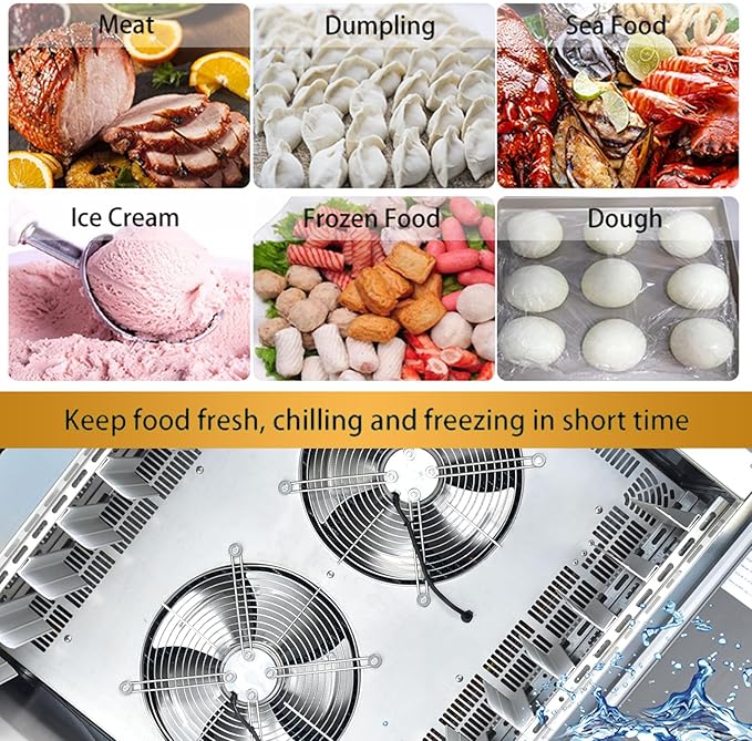 Kolice Commercial Heavy Duty 220Volts 15 Trays Blast Chiller& Freezer, Flash Freezer with Food Probe to Detect Cord Temperature of Food,Lowest temp: -40°F for Restaurants,Canteens,Schools,Hotels