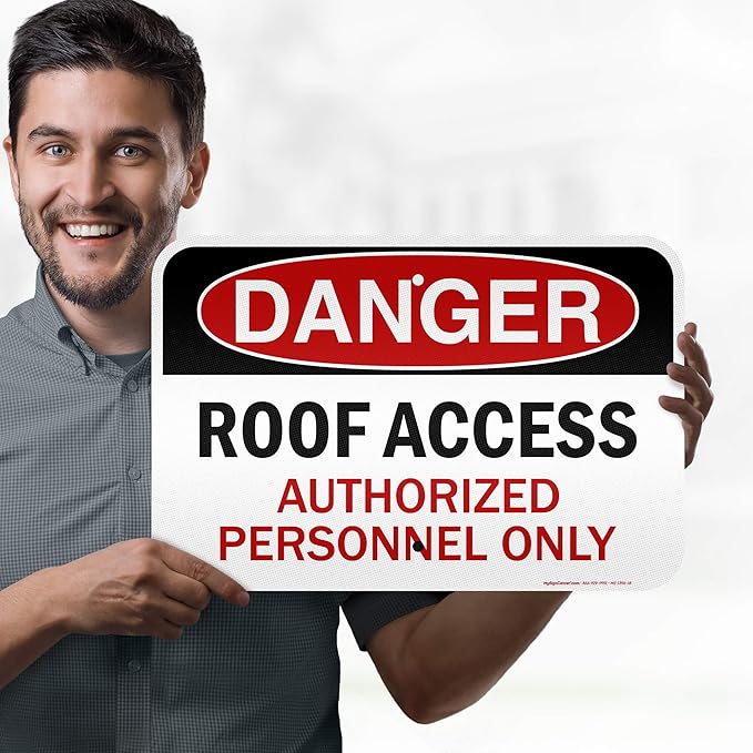 Danger Roof Access Authorized Personnel Only Sign, 12x18 Inches, 3M EGP Reflective, Rust Free .063 Aluminum, Fade Resistant, Made in USA by My Sign Center