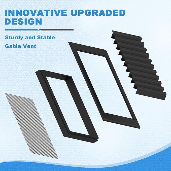 12"x12" Aluminum Alloy Gable Vent, Screen Design, Elevate Aesthetics and Air Quality, Ideal for Attic and Shed Ventilation, Premium Black Square Vents in Sleek, Vent Opening: 10"x10"