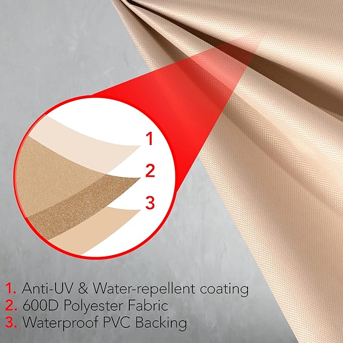 Heavy Duty BBQ Grill Cover for Outdoor Grill, 52 Inch – Waterproof, Weather Resistant, UV & Fade Resistant with Adjustable Straps – Gas Grill Cover for Weber, Genesis, Charbroil, etc. Tan