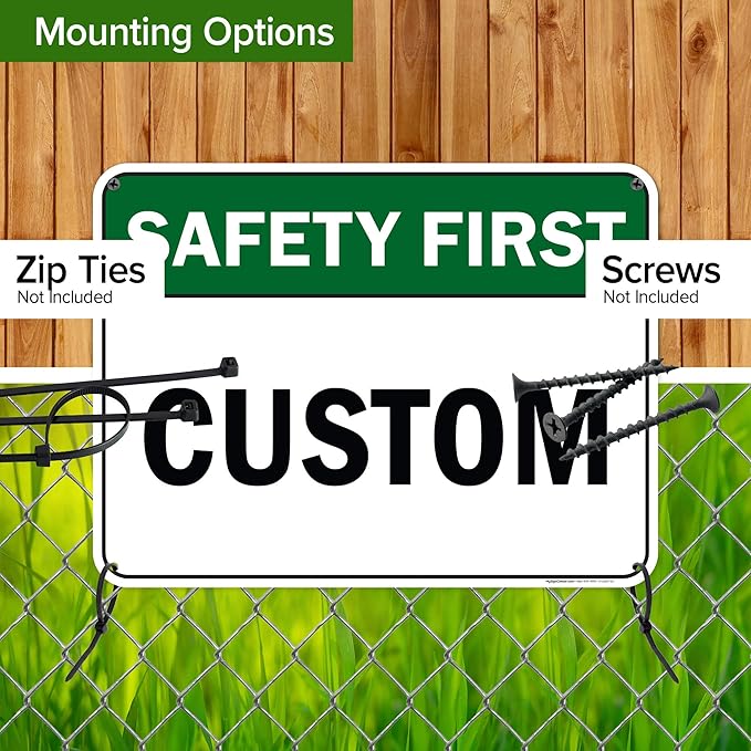 Custom Safety First Sign, Ansi Sign, Osha Compliant, 18x24 Inches, 55 mil thick HDPE (high density polyethylene), Made in USA by My Sign Center