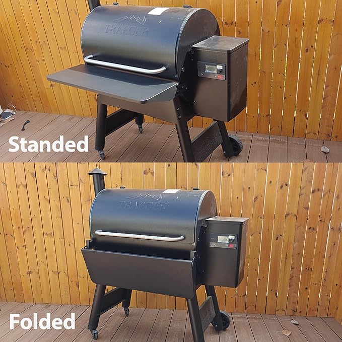 Utheer Folding Front Shelf for Traeger Pro 780 and Ironwood 885, BAC442 Grill Accessory 32.9" x 11.5", Heavy-Duty Steel Table Supports 60 LBS, Foldable Prep & Storage Station for BBQ Tools & Food