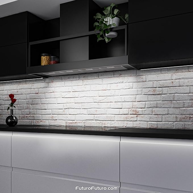 Futuro Futuro Wall-Mount Range Hood 48" 940-CFM | Counter Black | Contemporary Painted Steel Vent Hood | Modern Italian Exhaust Hood | LED, Ultra-Quiet with Blower