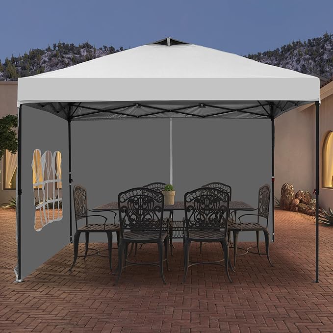 Saemoza 12x12 Pop Up Canopy Tent with One Push Setup, Portable Sun Shade Tent, Instant Easy Up Canopy with 4-Sidewalls & Wheeled Bag, Outdoor Fldable Gazebo with Vent Top, White.