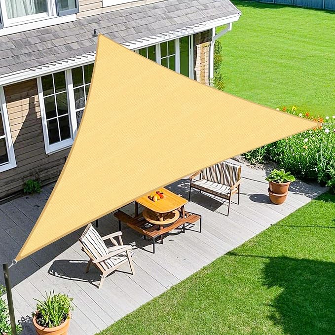Amagenix Sun Shade Sail 24'X24'Curved Edge Outdoor Shade Canopy Sand Breathable 95% UV Block Shade Cloth for Patio Garden Backyard (We Make Custom Size)