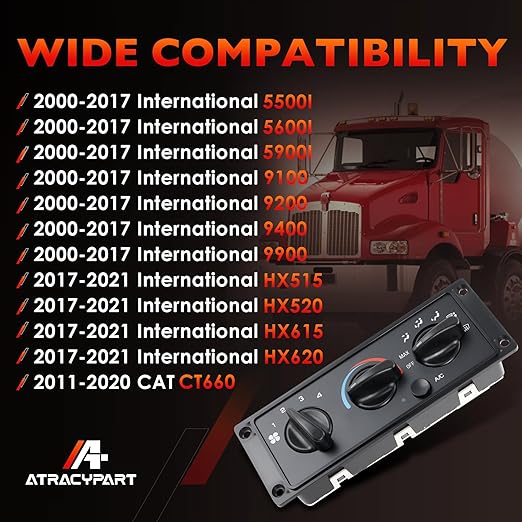 3518702C93 A/C Hearter Climate Control Module Panel Compatible with 2000-2021 International 9100 9200 9400 9900 5500I 5600I HX515 HX615 Replace 3518702C92 703460AT 5011931R91