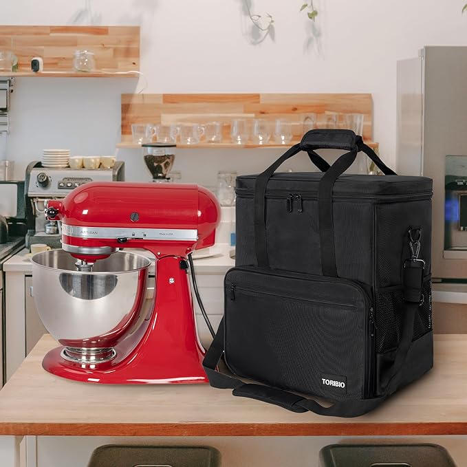 TORIBIO Kitchen Mixer Storage Bag Compatible with KitchenAid and Extra Accessories, Mixer Portable Carrying Bag/Case fit for 4.5-Quart and 5-Quart Mixers, 14" x 8.9" x 14.9"