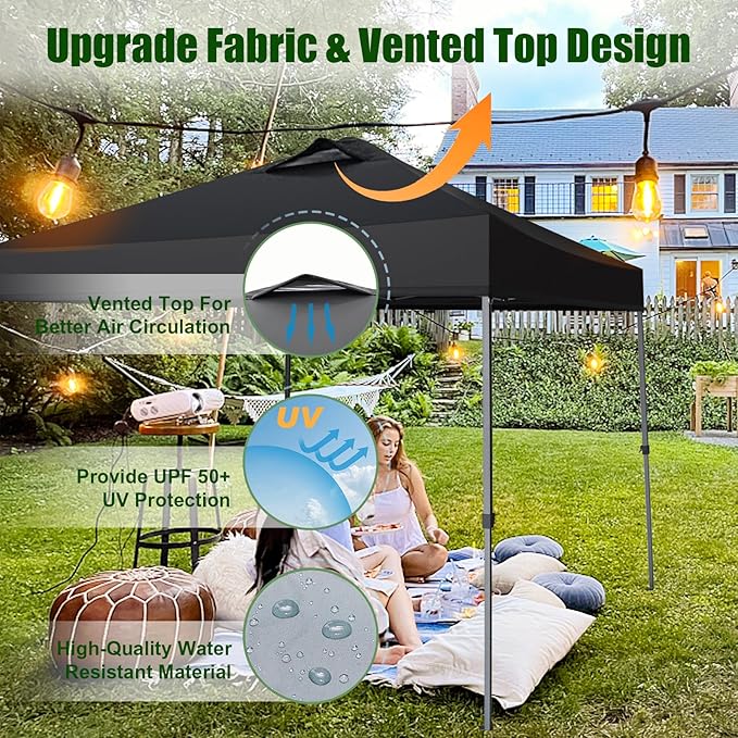 Eurmax USA NOMATTER ONE-Person Open&Close 10x10ft Pop Up Canopy Tent，Portable Shelter Canopy for Outdoor Events，Instant Canopies, Temporary Sunshade,Bonus 4 Sand Bags(Navy Blue)