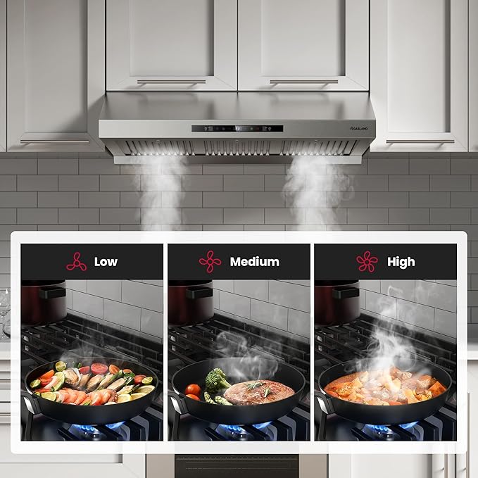 GASLAND Master 36 Inch Under Cabinet Range Hood, 700 CFM for Heavy-Duty Cooking Kitchen Exhaust Fan, 3-speed Powerful Stove Vent Hood 67dB, Three Filters Kitchen Hood with 5000K LED light
