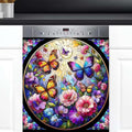 Spring Butterfly Dishwasher Magnet Cover Butterfly Rainbow Animal Dishwasher Decorative Cover Front Dishwasher Door Cover Reuseable Dishwasher Cover Panel Decal for Kitchen Home Appliances 23" X 26"