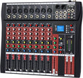 Audio Mixer 8 Channel, CT-80S Professional Sound System Mixer Board DJ Mixing Console with Reverb MP3 Player Bluetooth 48V Phantom Power Supply USB Recording for Studio Karaoke Live Music