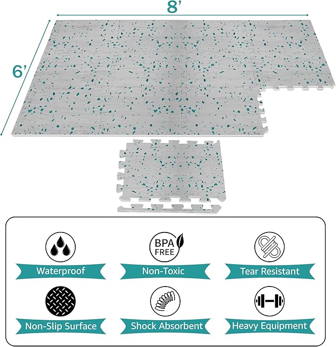 Sorbus Wood Grain Floor Tiles Foam Mat EVA Interlocking Mats Tile 3/8-Inch Thick Flooring Wood Puzzle Exercise Mats w/Borders - Home Playroom Basement, Apartment, Trade Show, Baby, Dance