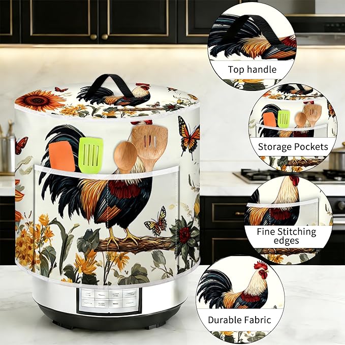 Air Fryer Dust Cover with Top Handle and Storage Bag, Compatible with Rice Cookers, Pressure Cookers, Slow Cookers and Air Fryers, Available in 3-Quart, 6-Quart and 8-Quart Sizes.