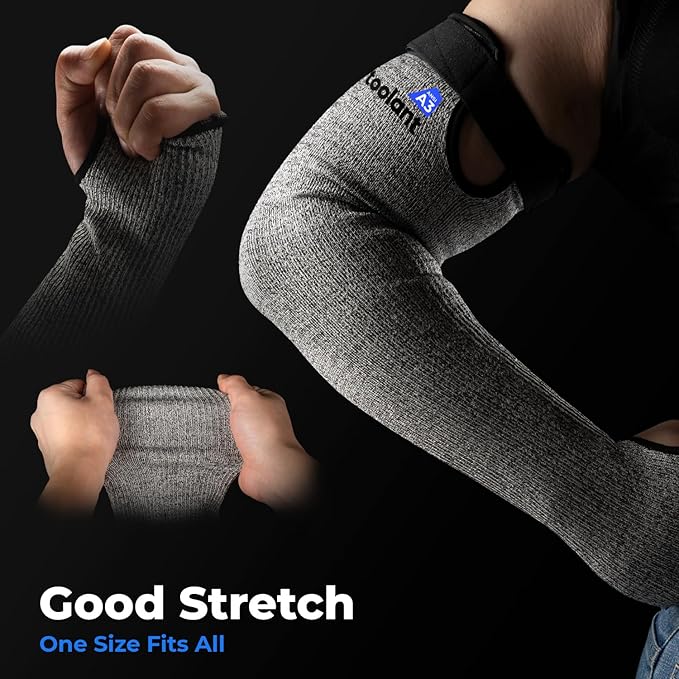 OriStout Cut Resistant Farmers Sleeves with Thumb Hole, Arm Protectors for Thin Skin and Bruising, for Gardening, Welding, Kitchen, Arm Guards for Biting, Pet Grooming, Grey, 1 Pair