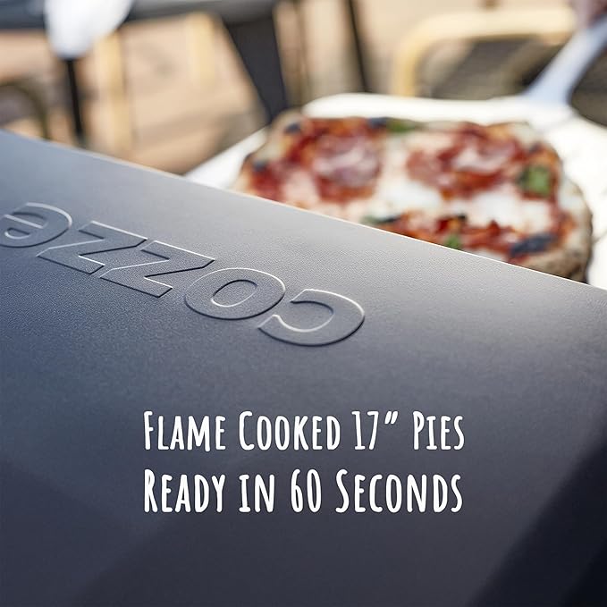 17" Gas Pizza Oven with Rotating Pizza Stone for Easy Restaurant-Style Pizza at Home – Triple Burner, Built-In Thermometer, Fast 15-Min Preheat, Portable Outdoor Pizza Oven