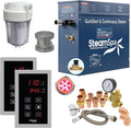 SteamSpa Executive 7.5 KW QuickStart ACU-Steam Bath Generator Package with Built-in Auto Drain in Brushed Nickel | Steam Generator Kit with Dual Control Panel Steamhead 240V | EXT750BN-A