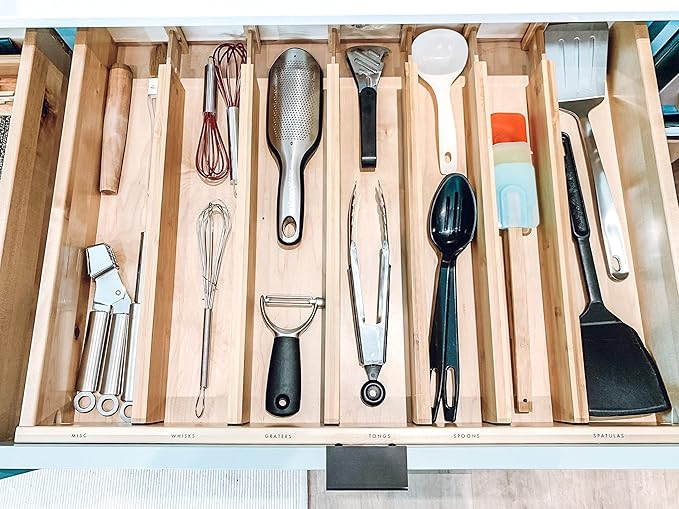 Lipper International Bamboo Kitchen Drawer Dividers, Set of 2