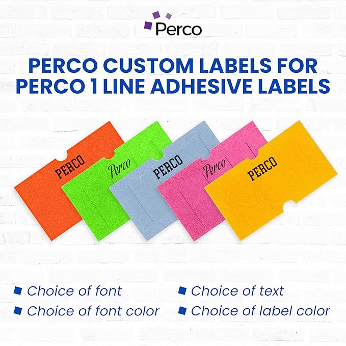 Custom Price and Date Labels for Perco Lite, X, Plus and Perco Pro 1 Line Guns - Choose Color, Font and Imprint - 1 Sleeve, 8,000 Labels