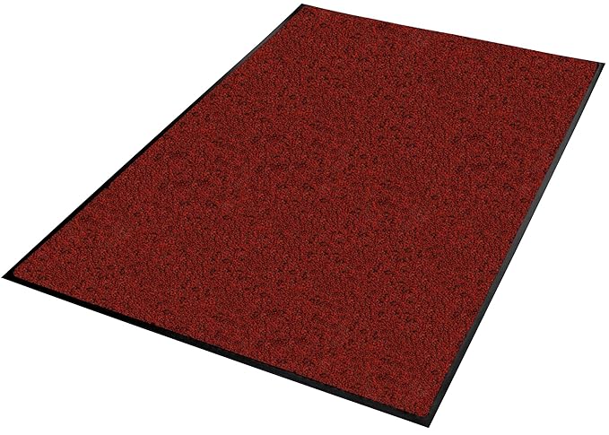 Guardian Platinum Series Indoor Wiper Floor Mat, Rubber with Nylon Carpet, 5'x13', Red