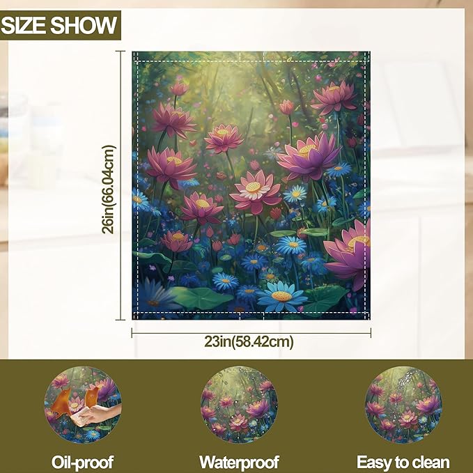 Fantasy Garden Dishwasher Magnet Cover,Colorful Flowers Kitchen Decor Waterproof Refrigerator Magnet Appliance Cover Protector,23Wx26H Inches