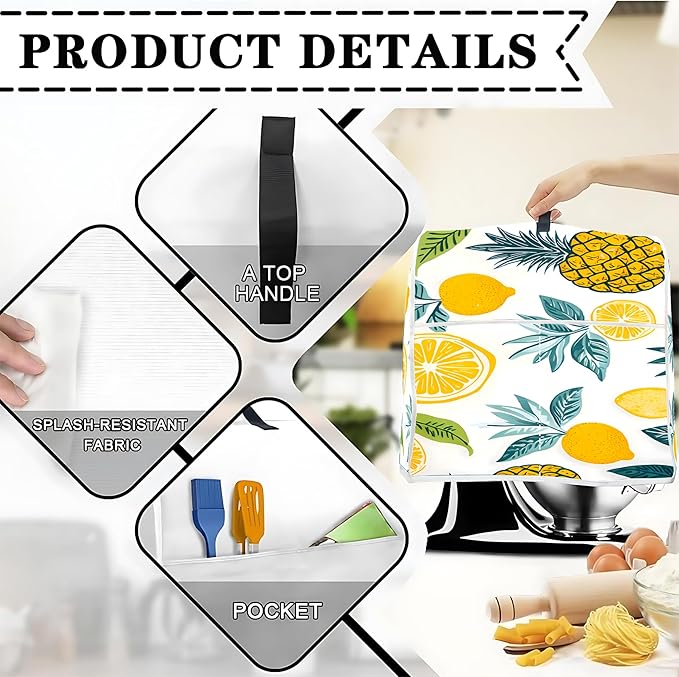 Mixer Dust Cover for 6-8 Qt Stand Mixer, Cloth Cover with 2 Storage Pockets for Stand Mixer Protective Covers Large for 6-8 Quart Mixer