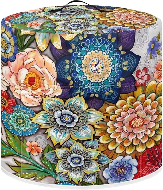 Xoenoiee Boho Floral Blossoms Pattern Pressure Cooker Cover for 8 qt Instant Pot, Kitchen Appliance Dust Cover with Pockets for Rice Cooker Air Fryer Slow Cooker