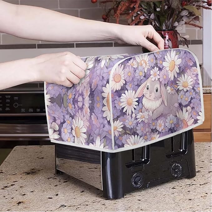 UNICEU 4 Slice Quilted Toasters Daisy Bunny Cute Print Dust-proof Bread Maker Kitchen Small Appliance dust cover