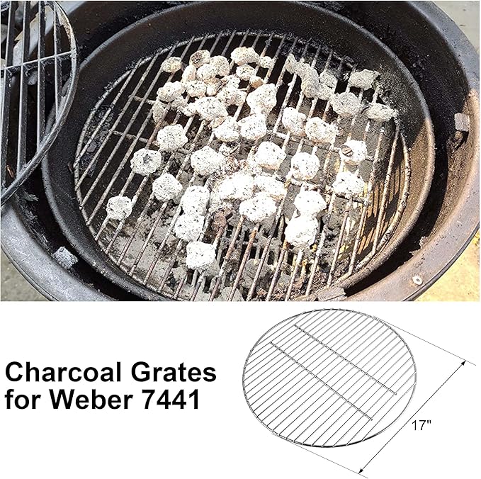 Outapark Grill Grate Replacement Parts for Weber 22'' Kettle Charcoal Grill,22 Inch Charcoal Kettle Accessories for Weber 7435 7441,One-Touch Cleaning System Kit for Weber 7444,Stainless Steel