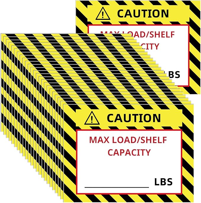 Zhanmai 200 Pcs Pallet Rack Capacity Labels 3 x 4 Inches Pallet Racking Caution Max Load Shelf LBS Warning Stickers Bright PVC Industrial Strength Sticker Warehouse Safety Forklift Cross Beam Safety
