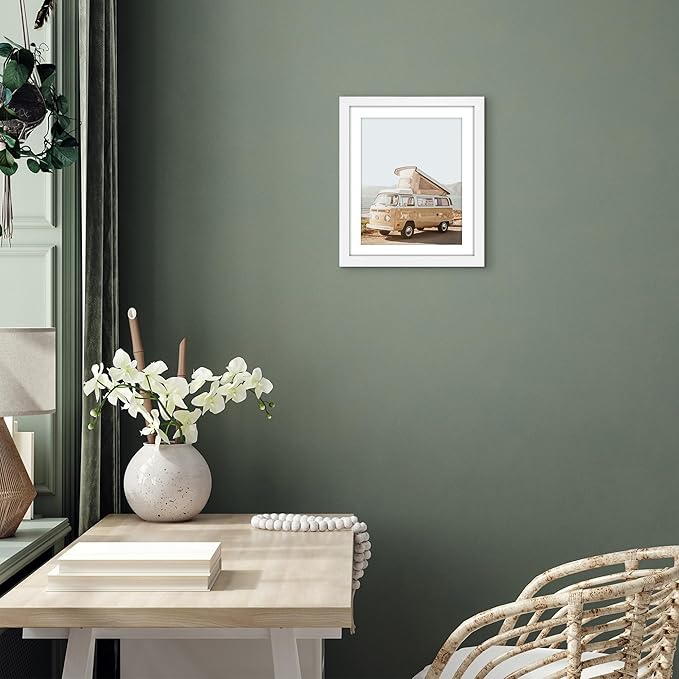 Americanflat 10x12 Picture Frame with Shatter-Resistant Glass - Use as 8x10 Frame with Mat or Display 10x12 Photo Without Mat - Signature Collection - Picture Frames for Wall Display - White