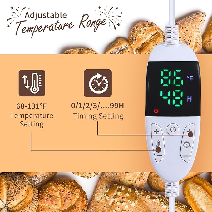 Folding Bread Proofing Box with 68-131℉ Temp Control & 99H Timer,Dough Proofing Box with Metal Rack Warming Proofer for Sourdough, Bread Baking, Pizza, Yogurt,Space-Saving & 6-Layer Fabric,Beige