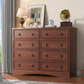 8 Drawer Dresser for Bedroom, Cherry Wood Chest of Drawers, Large Storage for Clothes, Vintage Design, for Living Room, Bedroom, Hallway 47.24W*15.75D* 41.2''H