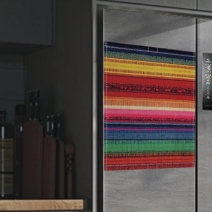 Magnetic Dishwasher Cover,Mexican Reusable Dishwasher Magnetic Cover Ethnic Stripes Rainbow Decorative Door Covers Panel for Home Kitcen 23" x 26"