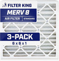 Filter King 6x6x1 Air Filter | 3-PACK | MERV 8 HVAC Pleated A/C Furnace Filters | MADE IN USA | Actual Size: 5.5 x 5.5 x .75"