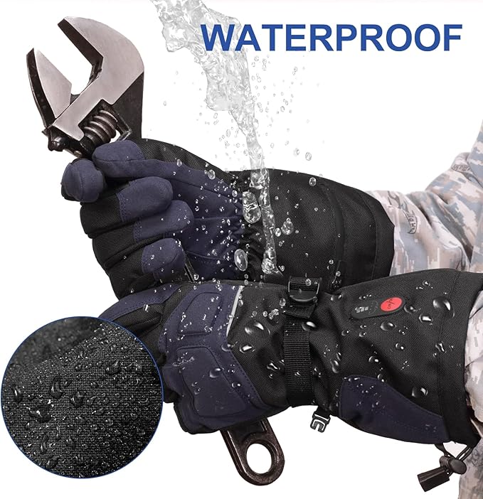 SNOW DEER Heated Gloves for Men Women - Rechargeable, Waterproof, Cut-Resistant with Touchscreen for Winter Outdoor Work Camping Warmer