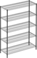 5-Shelf Adjustable Metal Shelf Wire Shelving Unit Heavy Duty Storage Rack Display Shelf for Office,Kitchen,Bedroom,Bathroom,Laundry,Pantry Basement,Garage(Black,48" L x 18" W x 72" H)