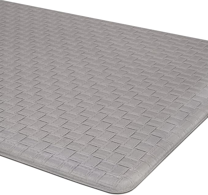 Achim Home Furnishings Woven-Embossed Faux-Leather Anti-Fatigue Mat - 20in x 39in - Grey