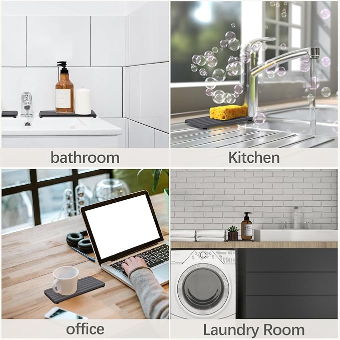 2 PCS Water Absorbent diatomite Coasters, 7.1" x 3.5" Water Absorbing Stone Tray for Sink, Stone Drying mat for Kitchen Counter, Stone soap Tray Used for Hand Soaps & toiletries & Plants