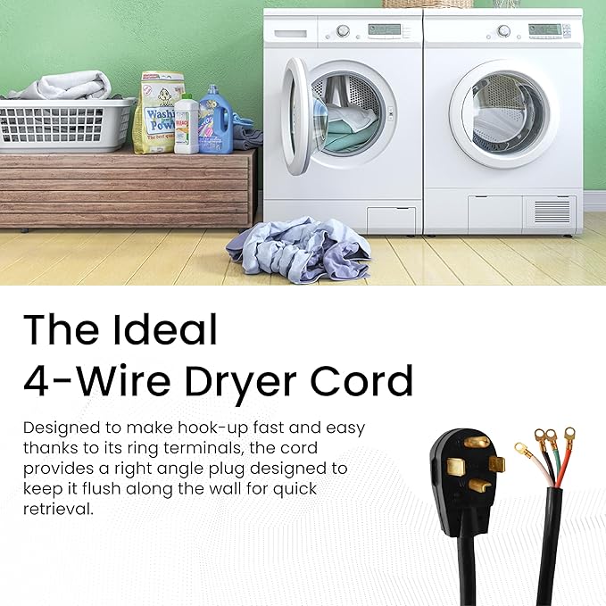 GoGreen Power (GG-27306) 6’ 4-Wire Dryer Cord, 30 Amps, 6 Ft