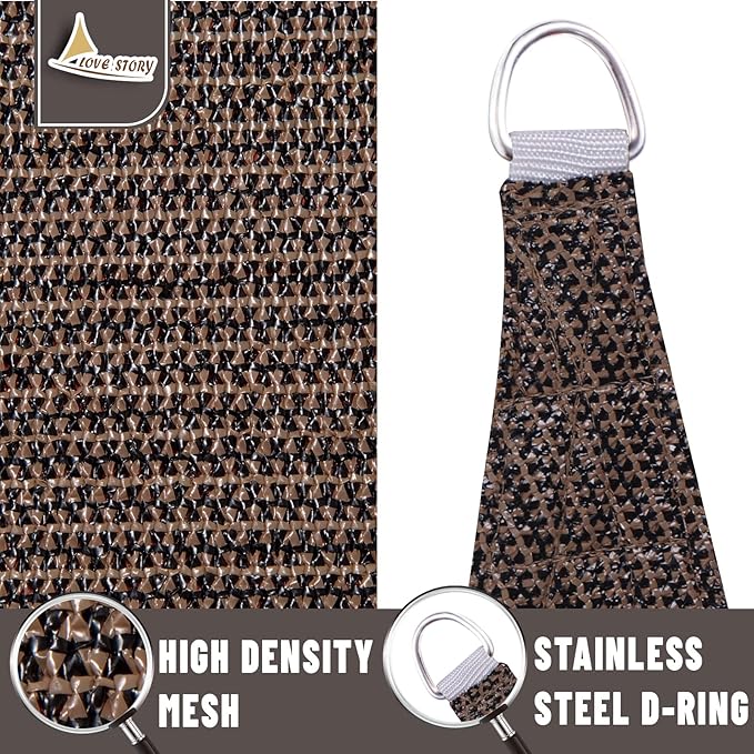 LOVE STORY Custom Size 16' x 18' Brown Sun Shade Sail Canopy Commercial Rectangle Sail Shade Fabric for Patio Garden Backyard Pool (Customized)