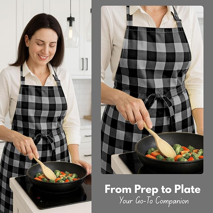 Native Fab Kitchen Apron 2 Pack - 100% Cotton Adjustable, Durable Apron with Pockets, Perfect for Cooking, Baking, Grilling