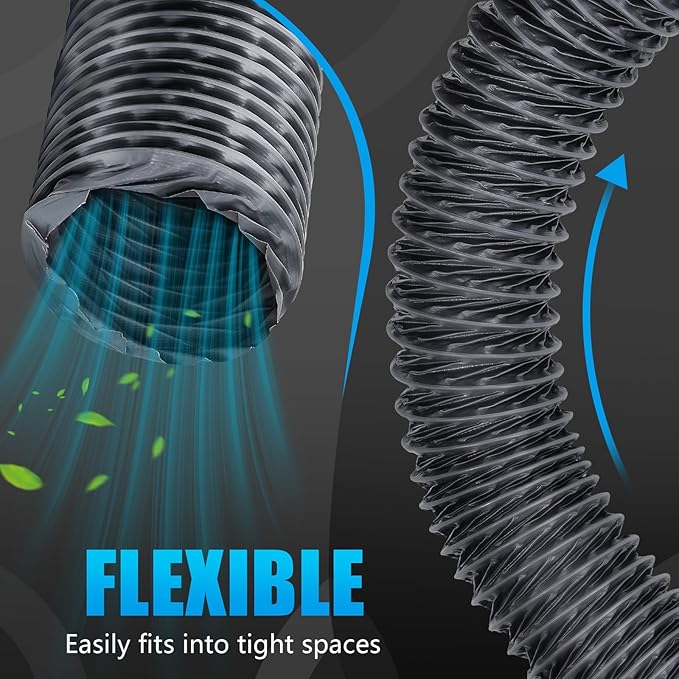 6 Inch Duct, 6 Inch X 16FT Flexible Nylon Ducting – Wear-Resistant & Tear-Proof Venting Hose, Upgraded Fire-Resistant HVAC Ducting for HVAC, Greenhouse & Inline Duct Fan