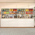 71" Tall Farmhouse Kitchen Pantry, Large Storage Cabinet with Drawers, Freestanding Coffee Bar Hutch with Microwave Stand, Adjustable Shelves for Kitchen, Living Room, White 4 Pcs